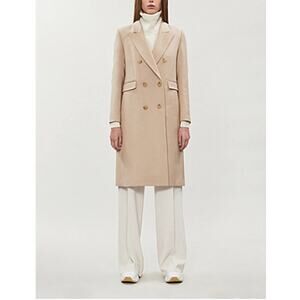 Sandro Paris Regular Fit Double Breasted Wool Blend‎ Coat in Beige Size 36